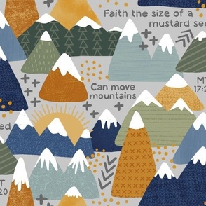 Mountain Faith the Size of of Mustard Seed Scripture large scale 12inch repeat