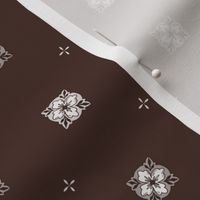 White floral on chocolate