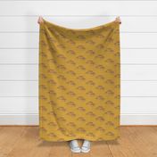 Retro Buffalo Bison Family Herd Brown on Yellow