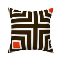The Brown the Orange and the White: Concentric Squares -  with 24 Inch Repeat - Cleveland Browns