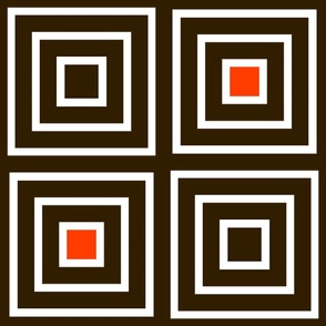 The Brown the Orange and the White: Concentric Squares -  with 24 Inch Repeat - Cleveland Browns