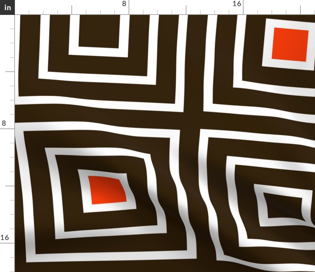 The Brown the Orange and the White: Concentric Squares -  with 24 Inch Repeat - Cleveland Browns