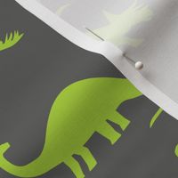 Dinosaurs in Gray + Lime Green