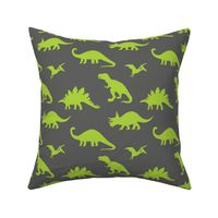 Dinosaurs in Gray + Lime Green