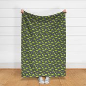 Dinosaurs in Gray + Lime Green