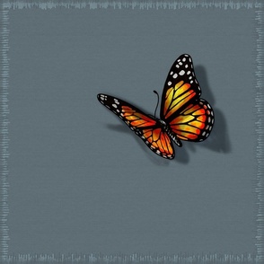 (18x18in) Butterfly 3D Illusion / Blue-grey background / Trick of an Eye / 18 in Pillow Square 