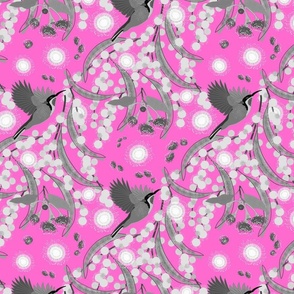Wattle, Blossom Sparkle! (allover)  - greyscale on magenta pink, medium 