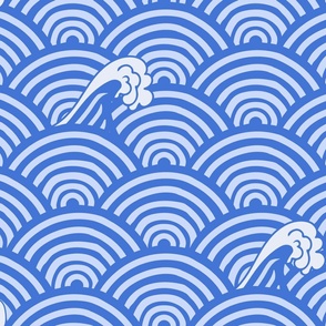 Large Classic Japanese Wave design, blue and white