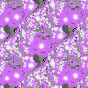 Wattle, Blossom Sparkle! (allover)  - greyscale on bubblegum purple, medium 