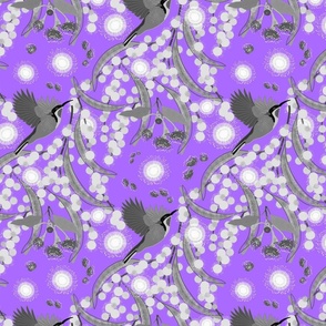 Wattle, Blossom Sparkle! (allover)  - greyscale on lavender purple, medium 