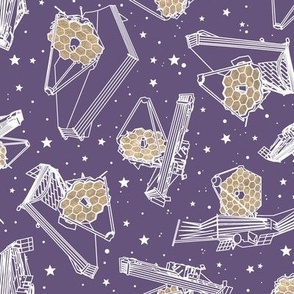 james webb space telescope purple with gold and stars