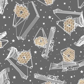 james webb space telescope grey with gold and stars