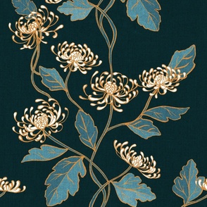 Chrysanthemum Nouveau Wallpaper - jumbo with scaled texture