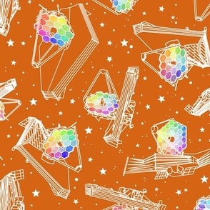 james webb space telescope orange rainbow and stars