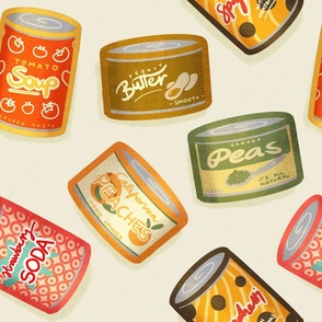 Retro vintage canned goods 