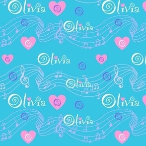 Olivia name on turquoise 