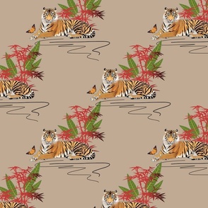 Year of the Tiger (motif) - taupe greige, medium