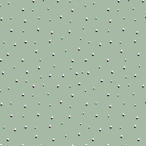 dots in sage, black and white