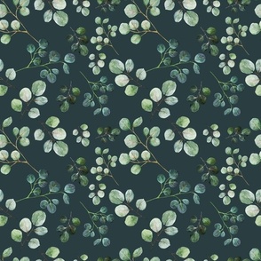  Watercolor Eucalyptus Leaves Seamless Pattern