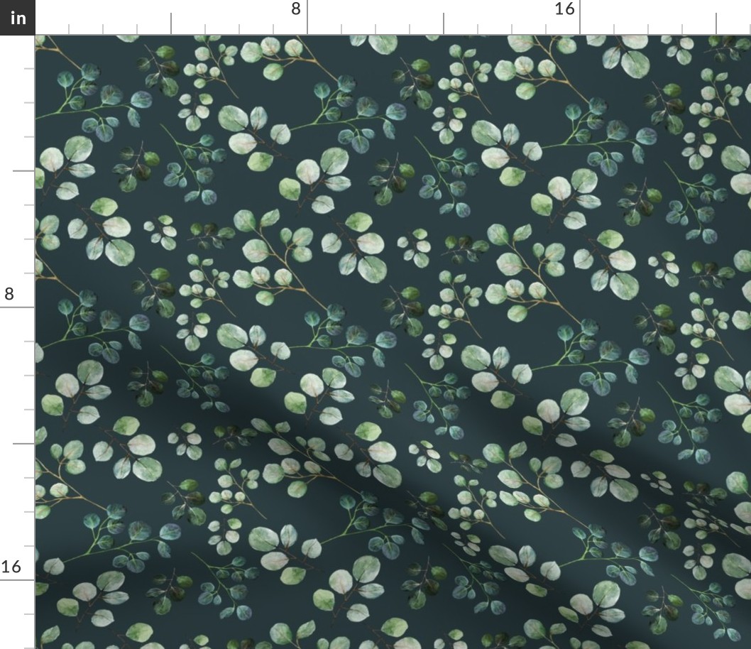  Watercolor Eucalyptus Leaves Seamless Pattern