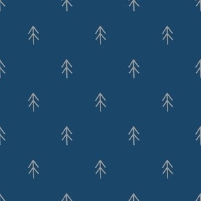 Small Grey Trees on Prussian Blue