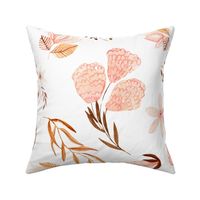 24” Maddi Floral – Pretty Watercolor Flowers Pink Coral Peach Blush Gold, 24” repeat GL-MF3