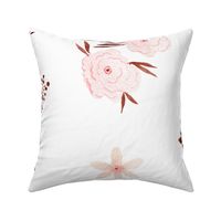 24” Maddi Floral – Pretty Watercolor Flowers Pink Coral Peach Blush Gold, 24” repeat GL-MF4