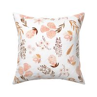 12” Maddi Floral – Pretty Watercolor Flowers Pink Coral Peach Blush Gold, 12” repeat GL-MF3