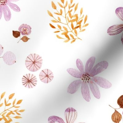 12” Maddi Floral – Pretty Watercolor Flowers Lavender Gold Blush, 12” repeat GL-MF2