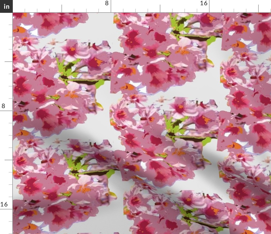 peinture gouache fleurs de cerisier sur fond blanc