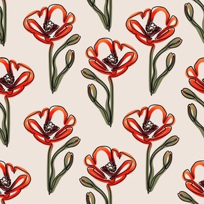 Poppy flower simple design pattern