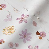4” Maddi Floral – Pretty Watercolor Flowers Lavender Gold Blush, 4” repeat GL-MF2