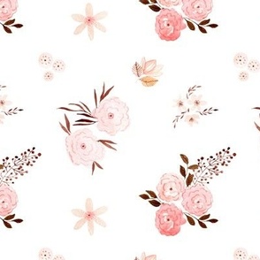 6” Maddi Floral – Pretty Watercolor Flowers Pink Coral Peach Blush Gold, 6” repeat GL-MF4