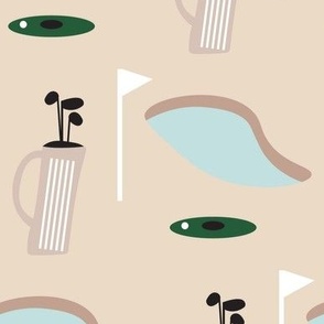 Golf design on tan background
