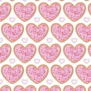 Pink Heart Cookies with Sprinkles