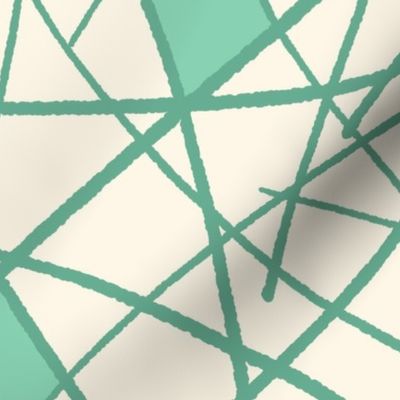 304 $ - Pine needle and abstract leaves, large scale - bumpy wonky lines in mint teal green criss-cross pattern for apparel, home décor and wallpaper