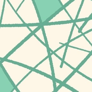 304 $ - Pine needle and abstract leaves, large scale - bumpy wonky lines in mint teal green criss-cross pattern for apparel, home décor and wallpaper