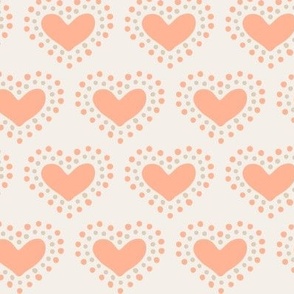 Glowing Hearts // Coral Pink on Ivory