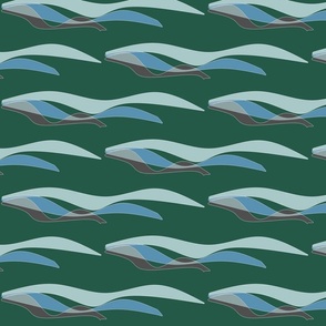 vagues stylisées sur fond vert sapin