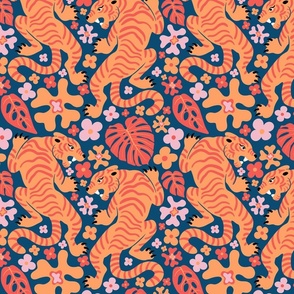 Tiger Tiger - Pink + Navy Blue