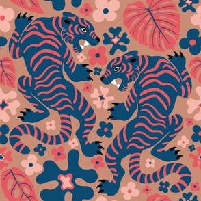 Tiger Tiger - Pink + Navy Blue