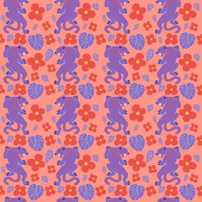 Floral Tropical Tigers - Pink