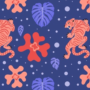 Tigers + Flowers - Blue