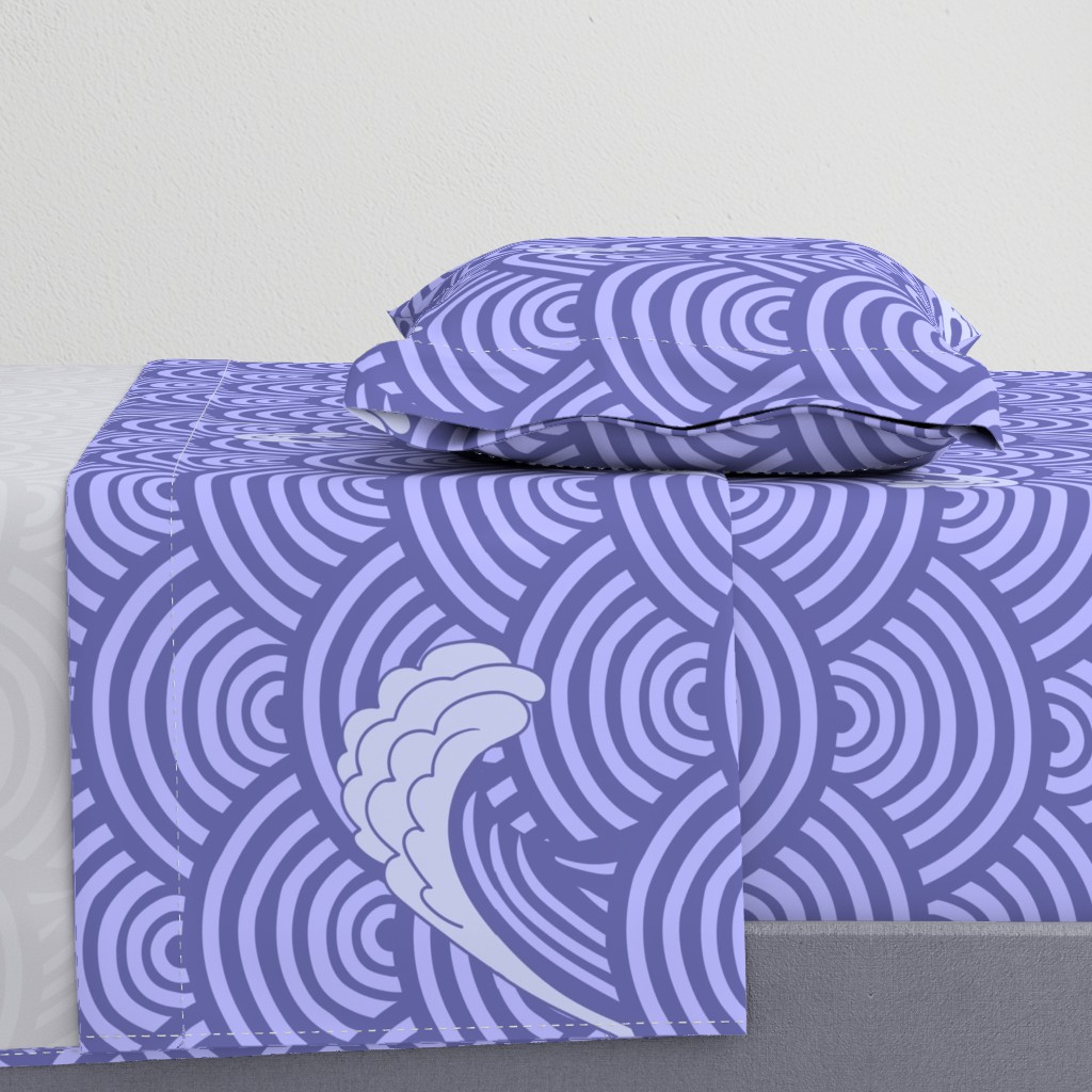 Art Deco Japanese waves scallop repeat design in violet blue pantone 2021 very pery