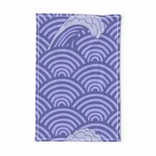 Art Deco Japanese waves scallop repeat design in violet blue pantone 2021 very pery