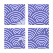 Art Deco Japanese waves scallop repeat design in violet blue pantone 2021 very pery