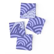 Art Deco Japanese waves scallop repeat design in violet blue pantone 2021 very pery