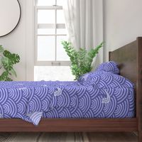 Art Deco Japanese waves scallop repeat design in violet blue pantone 2021 very pery