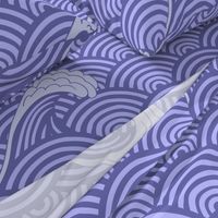 Art Deco Japanese waves scallop repeat design in violet blue pantone 2021 very pery