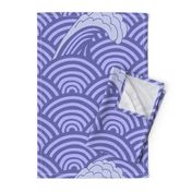 Art Deco Japanese waves scallop repeat design in violet blue pantone 2021 very pery